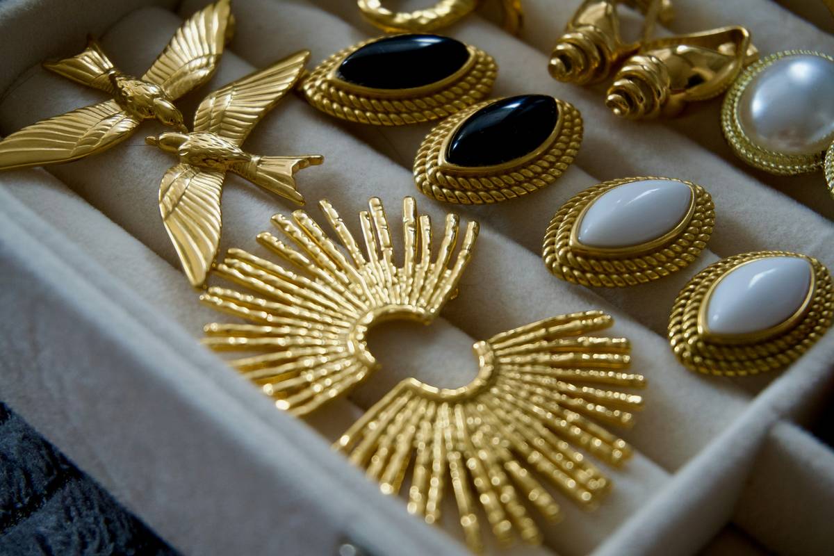 Close-up of waltons estate and antique jewelry showing detailed engraving and original clasp